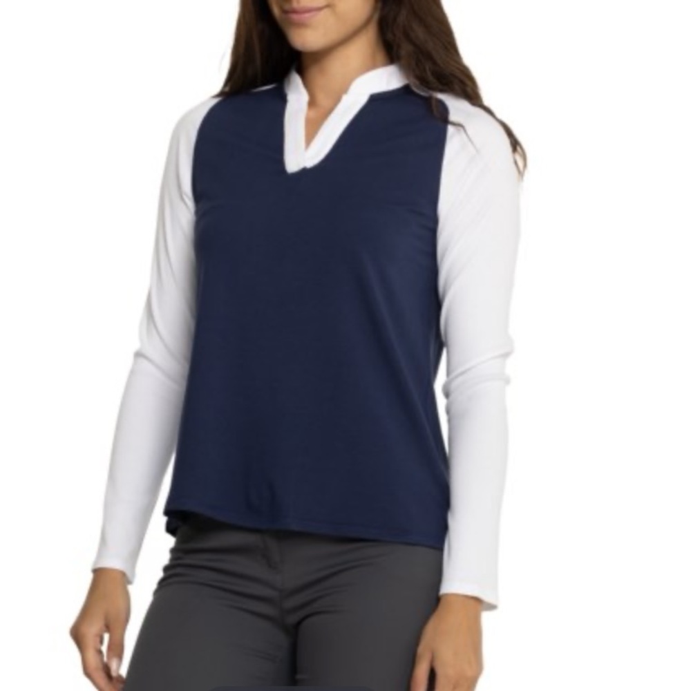 Belyn Key Penny Women’s Blue Penny V-Neck Long-sleeve Pullover XL
